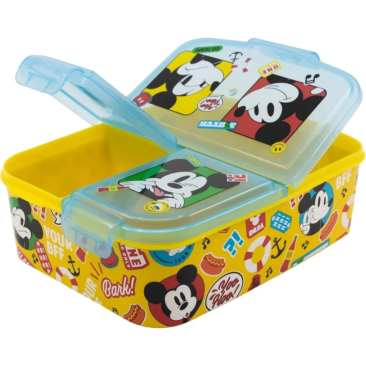 Lunchbox für Kinder mit 3 Fächern aus Kunststoff verschiedene Motive Mickey Mouse – Bild 3