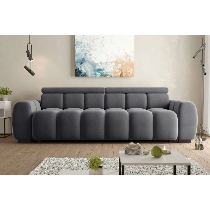 99rooms Alessio Bigsofa Velours TIFFANY Anthrazit mit Sitztiefenverstellung – Bild 5