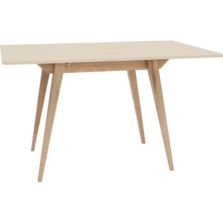 Ragaba rechteckiger ausziehbarer Tisch, MDF & Massives Eschenholz, 90x65 cm, Perl Weiß – Bild 2