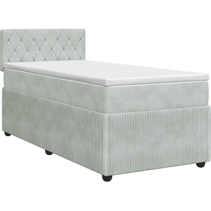 vidaXL Boxspringbett mit Matratze Hellgrau 80 x 200 cm Samt 3451559 – Bild 2