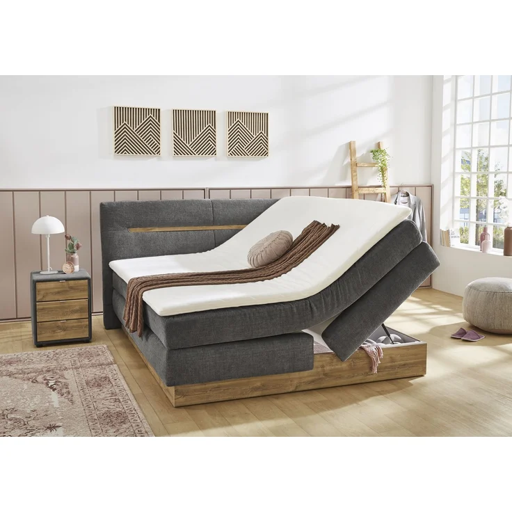 Jockenhöfer 'Nika Max' Boxspringbett, 180x200 cm, Chenille Dunkelgrau – Bild 2