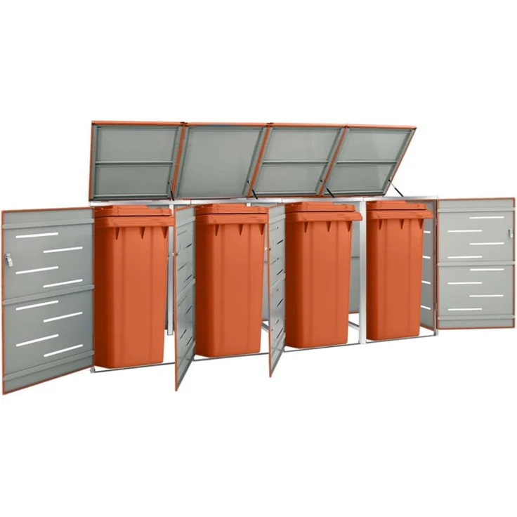 vidaXL Mülltonnenbox für 4 Tonnen 276,5x77,5x112,5 cm Edelstahl 149565 – Bild 1