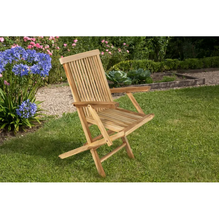 Teakholz Gartenstuhl Klappstuhl mit Armlehnen MALLORCA 34438744
