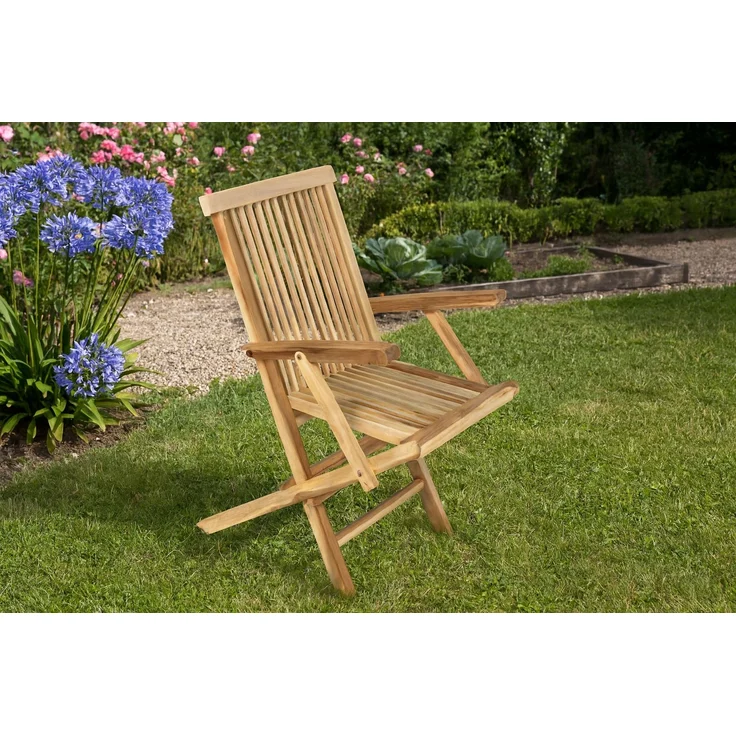 Teakholz Gartenstuhl Klappstuhl mit Armlehnen MALLORCA 34438744 – Bild 1