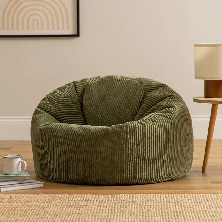 Icon Kingston Sitzsack Cord, Salbeigrün, 2er Pack, Sitzsack Erwachsene mit Füllung, Bean Bag, Cord Sessel, Lounge Sessel, Lounge Stuhl, Schlafzimmer, Wohnzimmer, Wohnzimmer Möbel – Bild 3