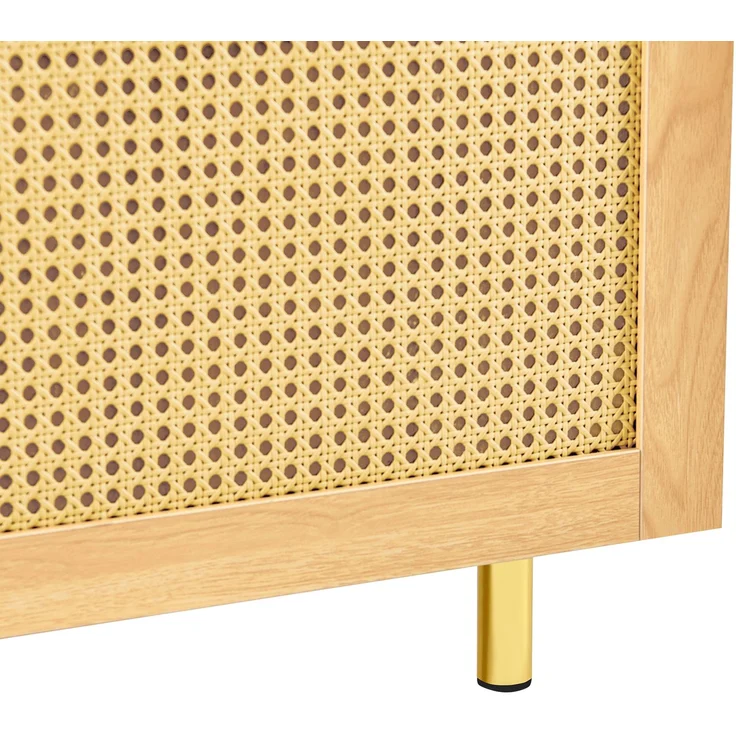 DESVIAE Sideboard modular mit 3 Türen 180x63x40 cm MDF Natur mit Metallfüßen – Bild 5