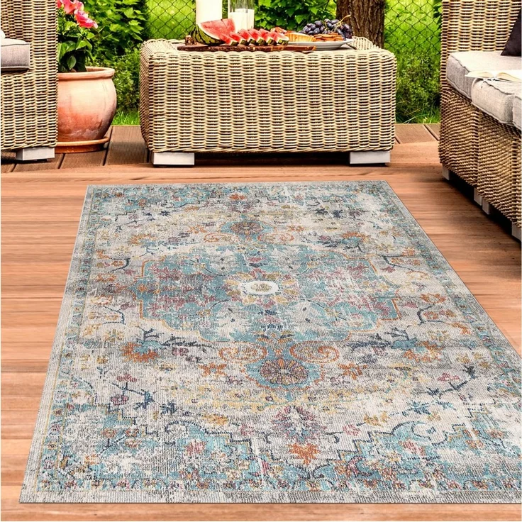 Carpetia Outdoorteppich In- und Outdoor, rechteckig, Höhe: 5 mm, mit orientalischem Vintage-Ornamentmuster – Bild 1