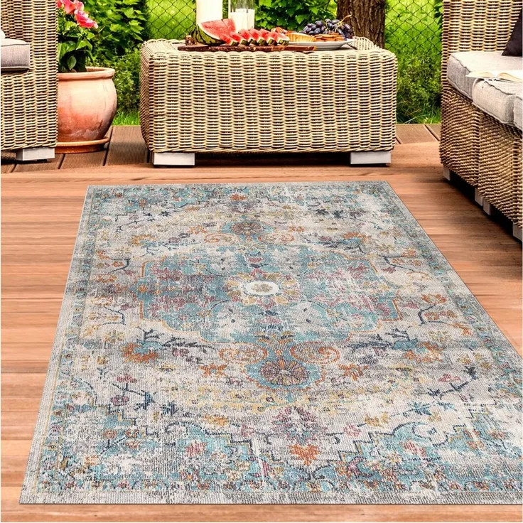 Carpetia Outdoorteppich In- und Outdoor, rechteckig, Höhe: 5 mm, mit orientalischem Vintage-Ornamentmuster