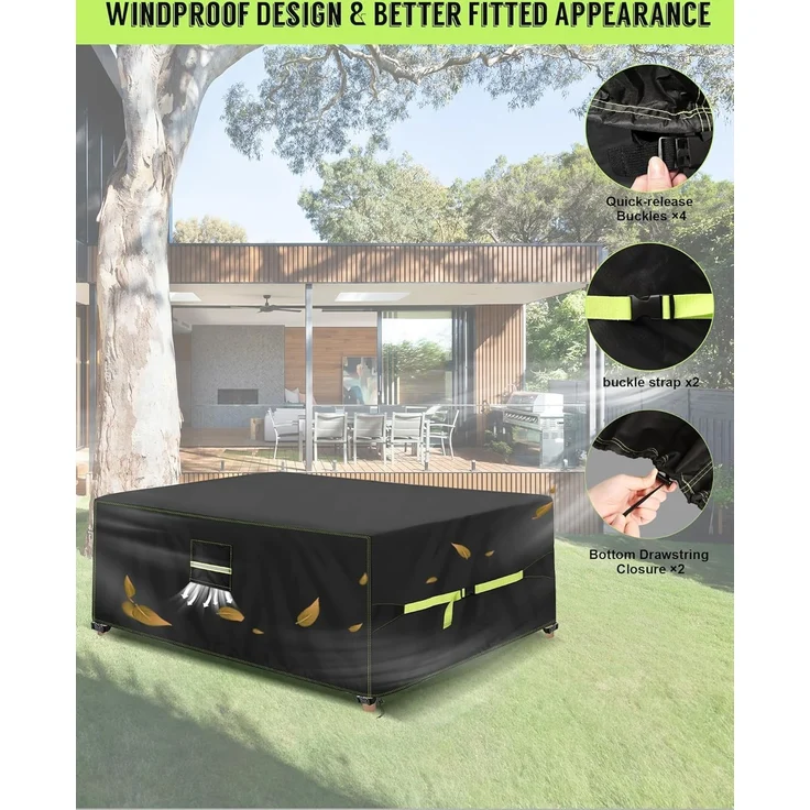 VDISRR Abdeckhaube Gartenmöbel, 420D Oxford Abdeckhauben Für Tische 220 x 110 x 70 cm, Gartentische Schutzhülle mit Belüftungsöffnungen Wasserdicht, UV-beständig, Staubfest, Winterfest für Terrassenmöbel – Bild 4