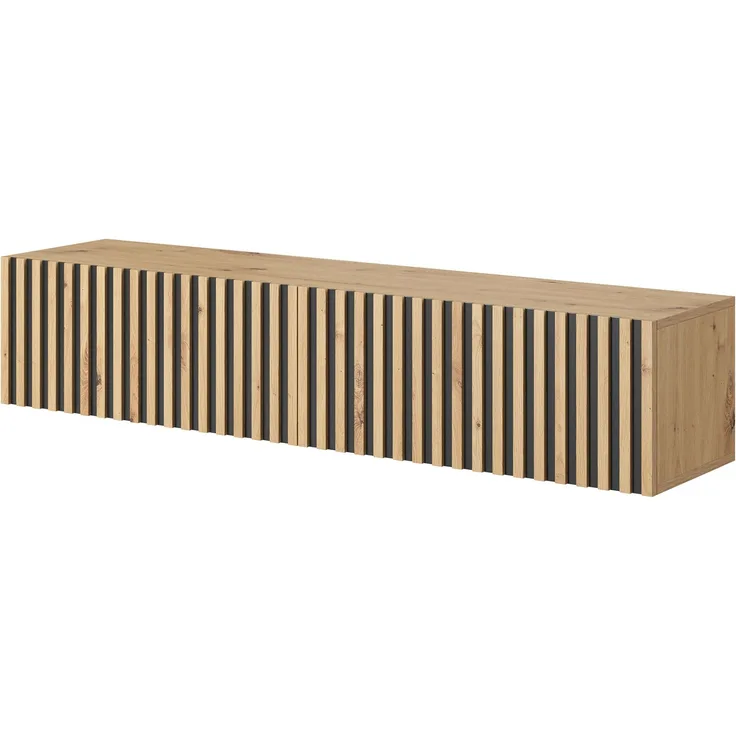Selsey 'Telire' TV-Hängeboard, Eichenholz-Optik / Schwarz, ca. 30 x 139 x 32 cm