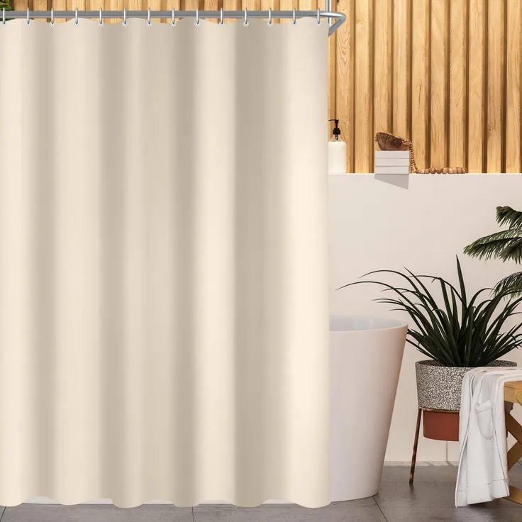 Duschvorhang 120x160 cm Beige Wasserabweisend Waschbar mit Beschwerter Saum