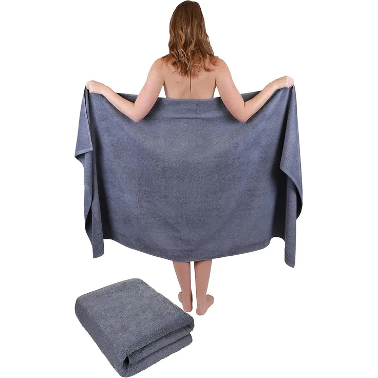 Betz Badetücher 2 Stück Badetuch groß XXL Saunatücher Strandtuch Dresden 100x200 cm, 100% Baumwolle (Set, 2-St), Farbe anthrazit