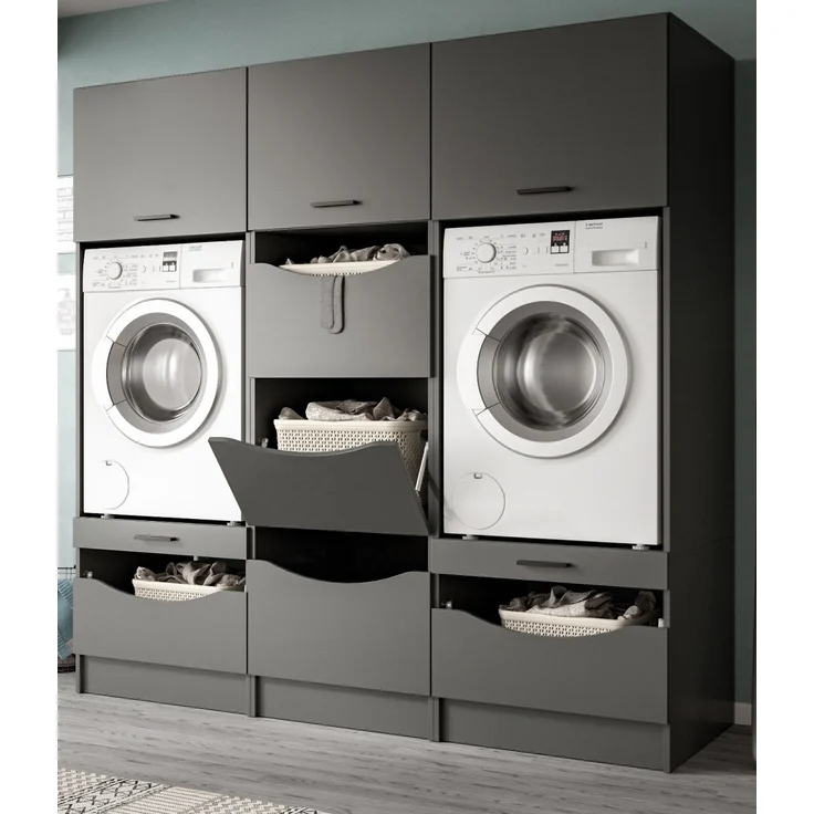 Waschmaschinenumbau Set Flexy in grau 192 x 196 cm – Bild 1