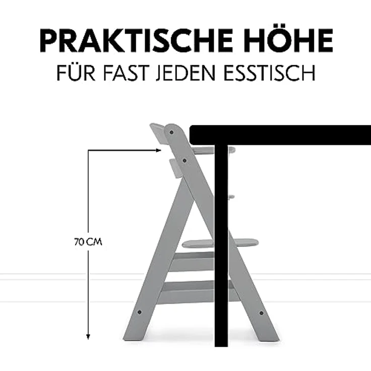 Hauck 'Alpha+' Treppenhochstuhl, grau, ab 6 Monaten, mitwachsend, höhenverstellbar, bis 90 kg belastbar – Bild 8