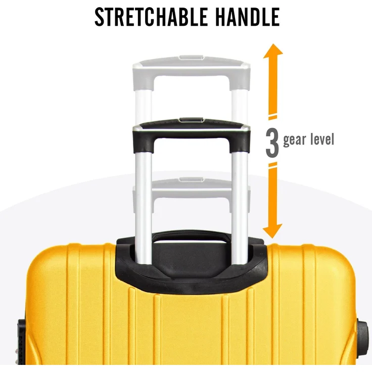 Todeco Großer Koffer Trolley 78cm, Zwillingsrollen Reisekoffer Koffer Trolleys, 4 Rollen Leicht Hartschale aus ABS Aufgabegepäck, 78x51x28cm, 90 Liter, Zitronengelb – Bild 6