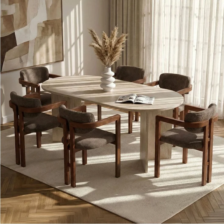 Skye Decor Essgruppe Sablin Boho Set, (Set, 7-tlg, 1 Tish, 6 Stühle), bestehend aus 6 Stühl und 1 Tish Modernes Esszimmer Set – Bild 2