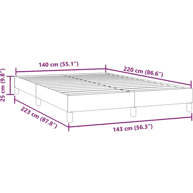 vidaXL Boxspringbett ohne Matratze Hellgrau 140x220 cm Samt 3315873 – Bild 10