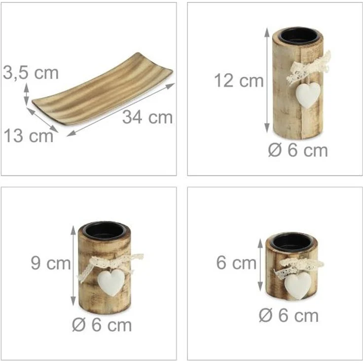 3 Herz Teelichthalter mit Tablett 10041575 – Bild 4