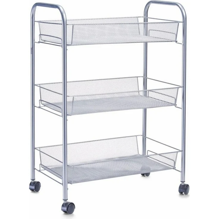Zeller Etagen-Rollwagen, Mesh, Metall, silber, 43,5 x 26 x 62,5 cm – Bild 1