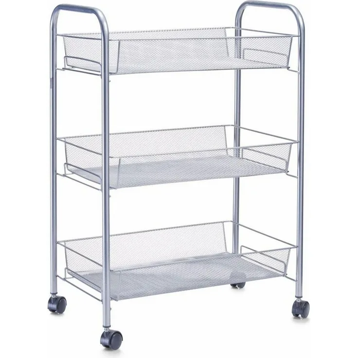 Zeller Etagen-Rollwagen, Mesh, Metall, silber, 43,5 x 26 x 62,5 cm