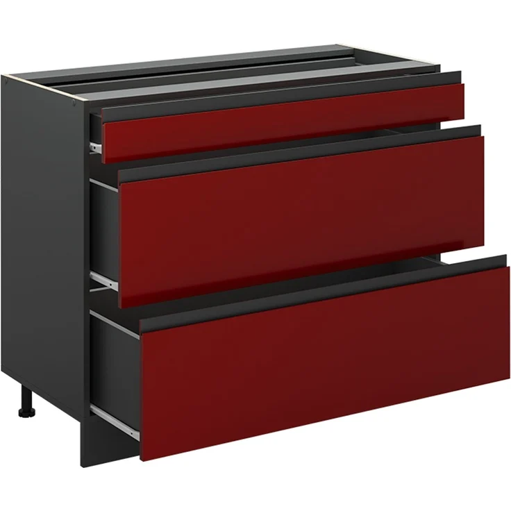Küchenunterschrank R-Line Rot/Anthrazit 100 cm Arbeitsplatte Marmor Vicco – Bild 3