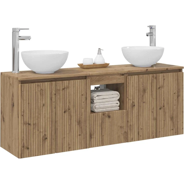 vidaXL Wandhängendes Badezimmerschrank-Set 3 stk. Artisan-Eiche 3405636 – Bild 3