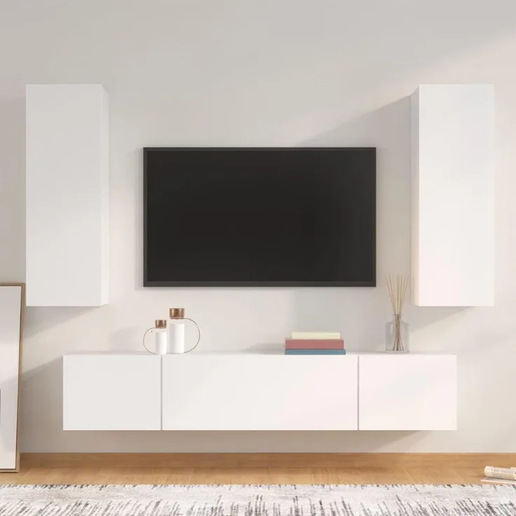 4-tlg. TV-Schrank-Set Weiß Holzwerkstoff [3114198]