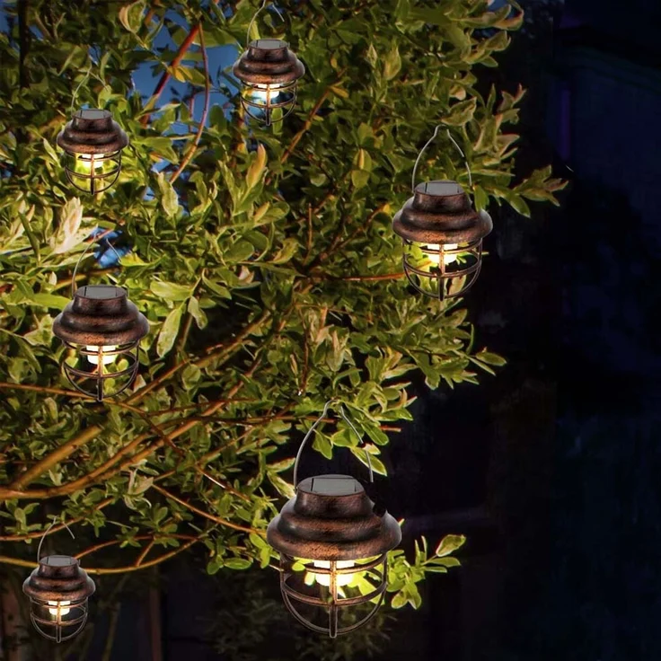 LED Solar Hängeleuchte, rostfarben, H 14 cm – Bild 7