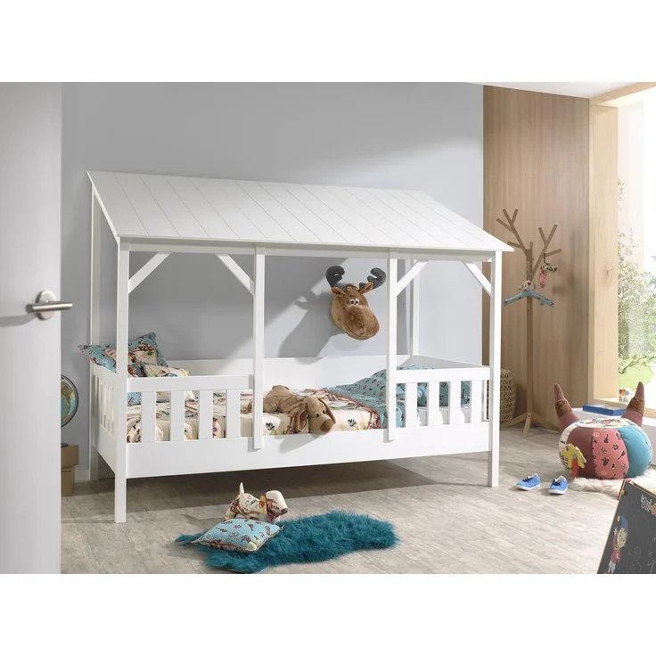 Vipack Hausbett 90x200 cm, weiß, Dach in weiß – Bild 3