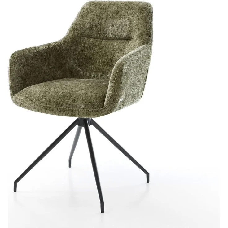 Drehstuhl Pejo-Flex Chenille Olive Kreuzgestell konisch Schwarz 180° drehbar Taschenfederkern – Bild 2