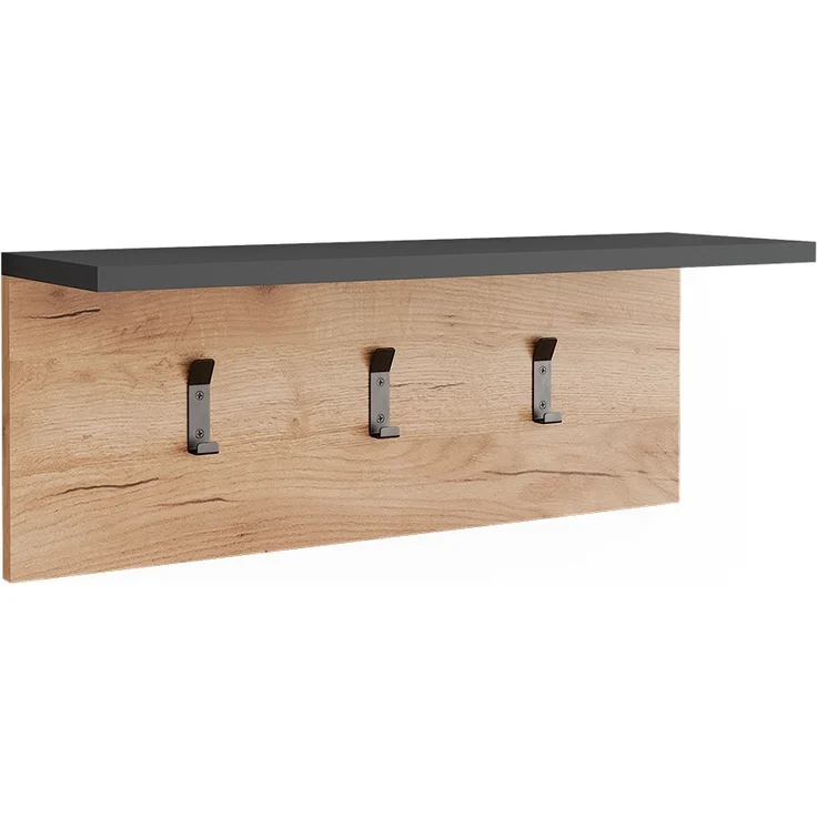 Garderobe mit Hutablage Orlando Anthrazit/Goldkraft Eiche 60 x 21.6 cm Vicco – Bild 1