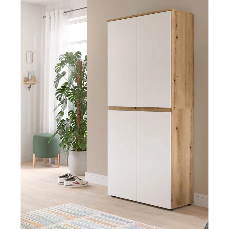 Mehrzweckschrank Assino in weiß und Eiche 70x175 cm – Bild 5