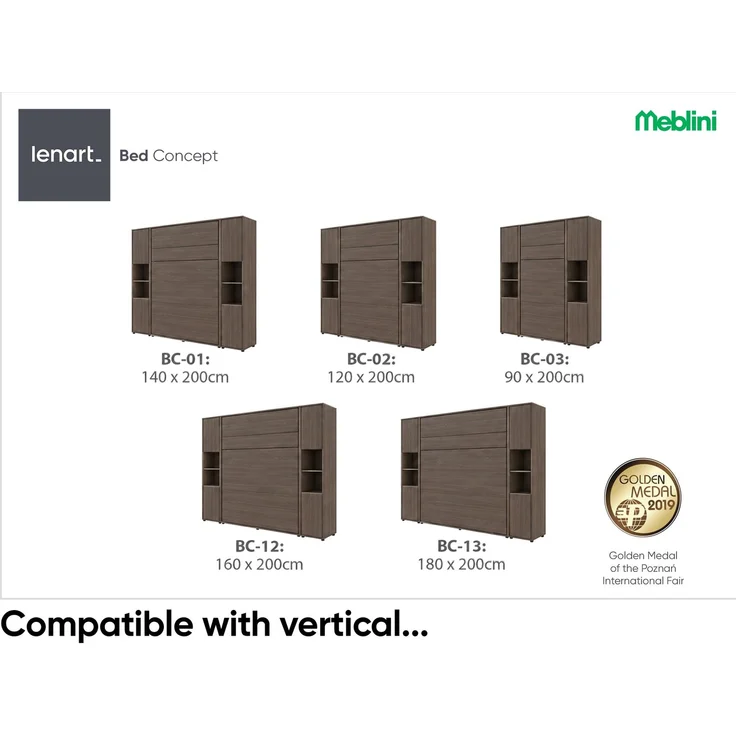 MEBLINI Schrank BC-08 für Schrankbett - Dunin Eiche - 45x217x46cm - Hochschrank mit Ablagen und Fächern - Nachttisch – Bild 2