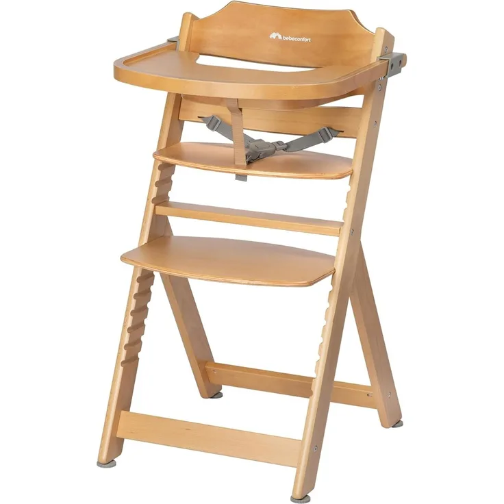 Bebeconfort Timba, Holzhochstuhl, höhenverstellbarer Babyhochstuhl, 6 Monate bis 10 Jahre, bis 30 kg, Naturholz