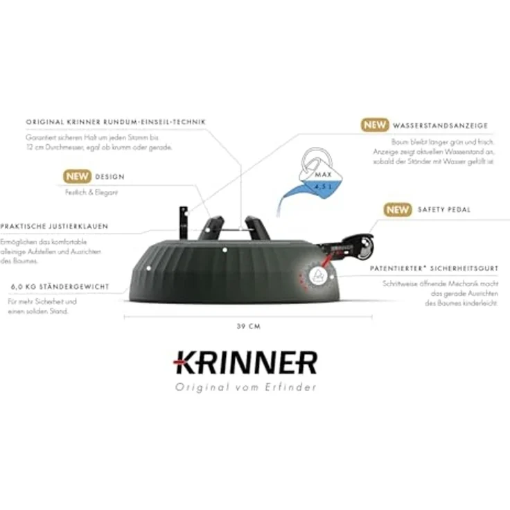 Krinner X-320 Deluxe Christbaumständer, bis 320 cm Baumhöhe, Stamm max. Ø 12 cm – Bild 5