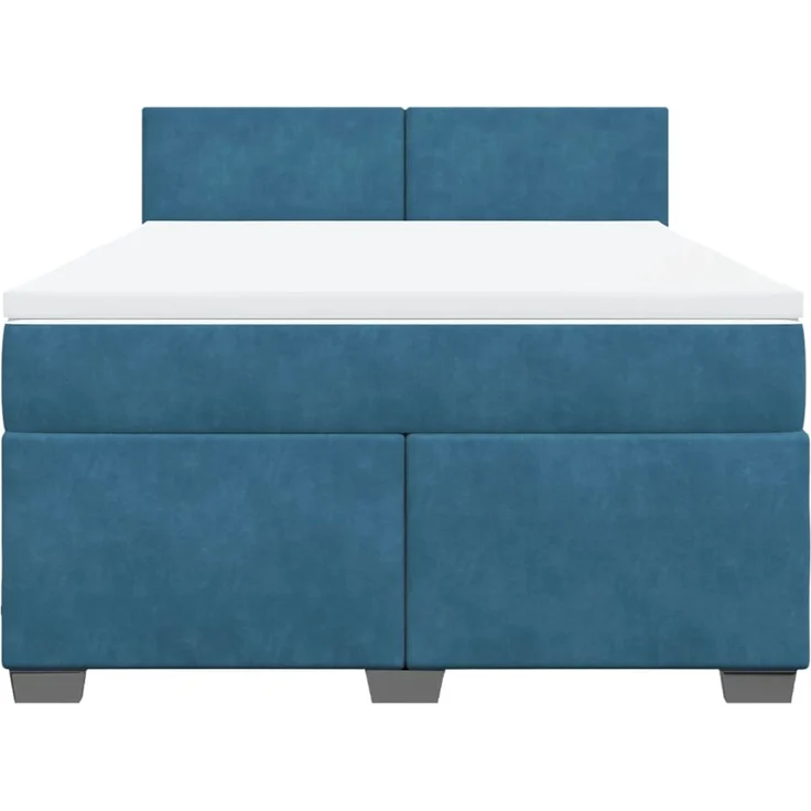 vidaXL Boxspringbett mit Matratze Blau 160x200 cm Samt 3288652 – Bild 6