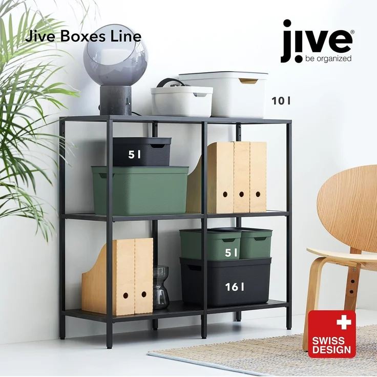Jive Dekobox 3er- Set Aufbewahrungsbox 16l mit Deckel, Kunststoff (PP recycelt), dunkelgrau, 3x16l (37.5 x 27.8 x 29.8 cm), Anthrazit – Bild 7