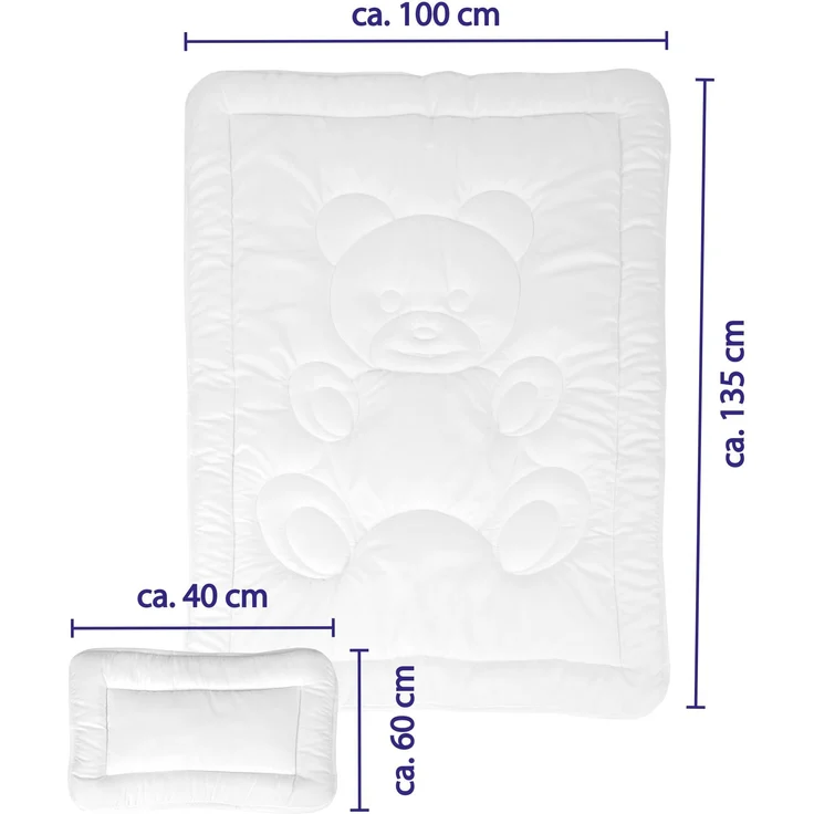 Kinder Betten-Set inkl. Bettwäsche 100x135cm / 40x60cm Bärchen Blau – Bild 3