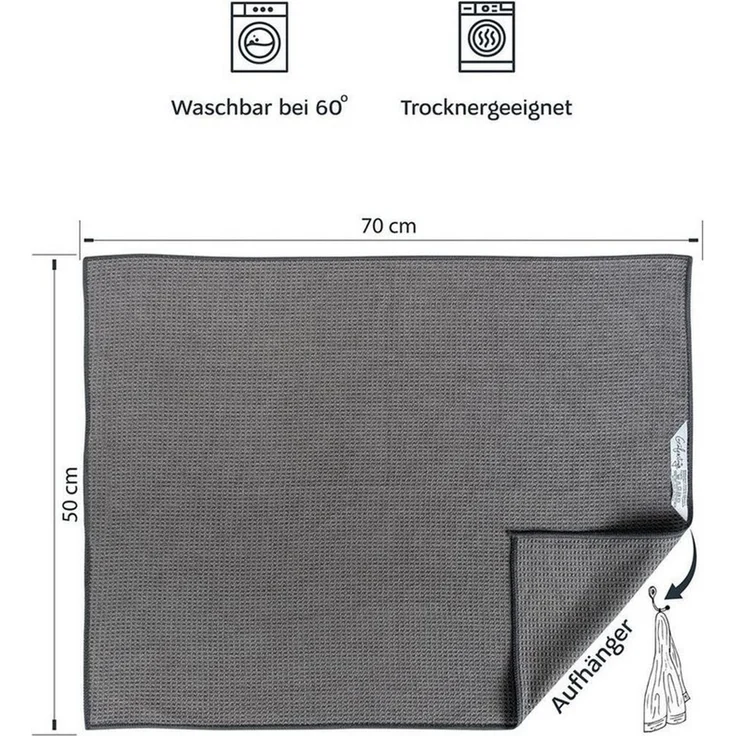 Gräfenstayn Geschirrtuch Geschirrtücher Microfaser saugstark fusselfrei Waffelstruktur, (8-tlg), Geschirrtücher Microfaser, saugstarke & fusselfreie Waffelstruktur – Bild 4