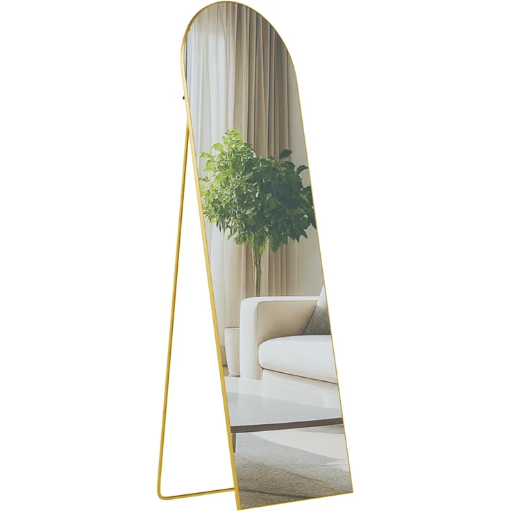 Standspiegel MALAGA - Glas Gold glanz 50x3x160 cm | Ganzkörperspiegel Freistehender Spiegel Groß Schlafzimmer