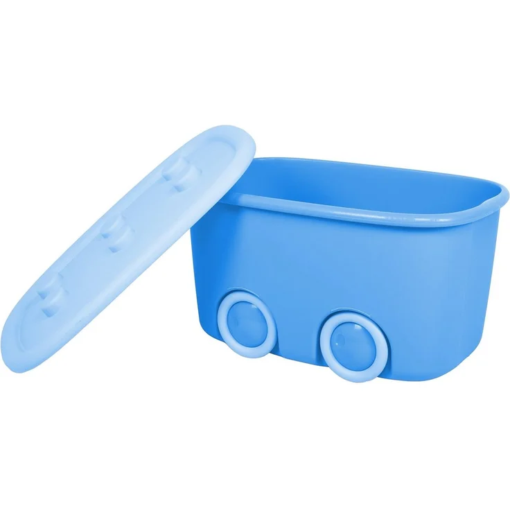 ONDIS24 Aufbewahrungsbox Spielzeugaufbewahrungsbox Spielzeugkiste Kinder (2er Set), 46 liter, Spielzeugbox Funny mit großen Rädern und aufliegendem Deckel – Bild 2