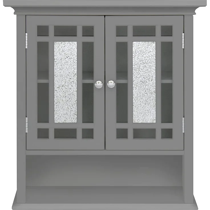 Teamson Home Badezimmer Windsor Holzwandschrank mit 2 Türen Grau EHF-527G