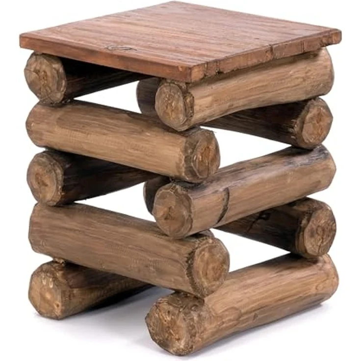 Hocker BLOCK 38 Teak Massivholz naturfarben – Bild 1
