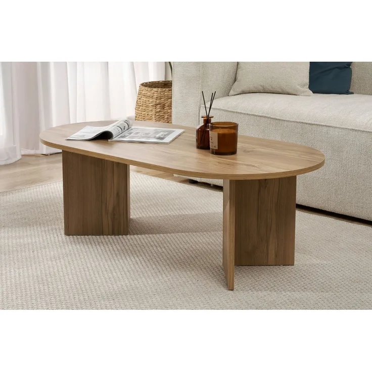 Stylish Oak Coffee Table, 119 x 60 x 40 cm | 100% Melamine Coated Particle Board, 18 mm Thick | Perfect for Modern Living Rooms & Cozy Spaces