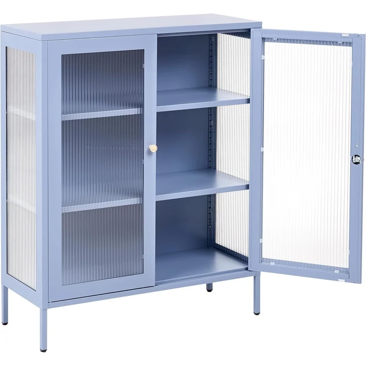 Vitrine mit Glastüren HARLYN 90 cm Metall Blau – Bild 4