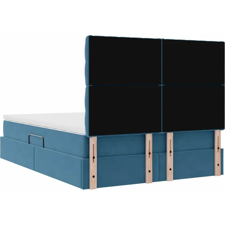 vidaXL Aufbewahrungsbett mit Matratze Dunkelblau 140 x 200 cm Samt 3372097 – Bild 11