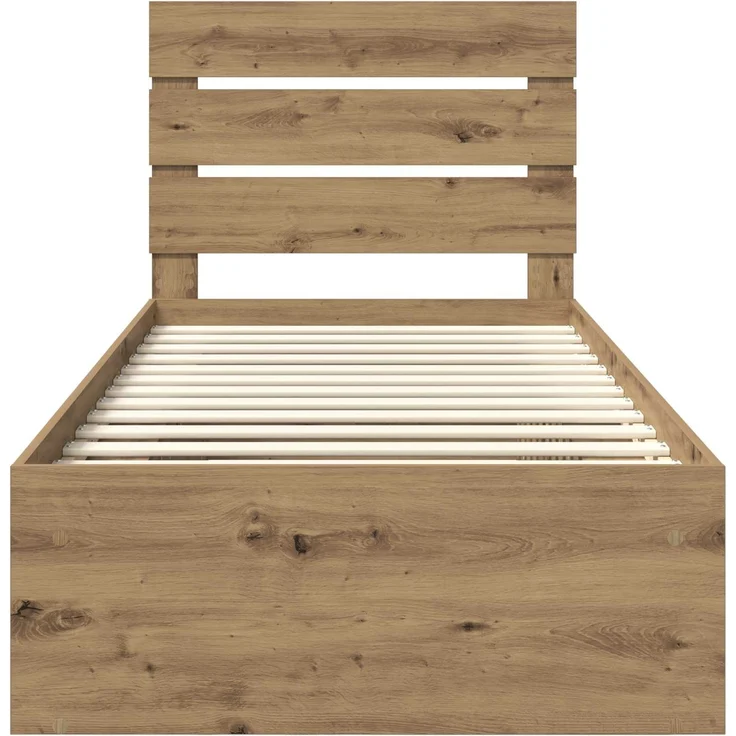 vidaXL Bettrahmen Kunsthandwerk Eiche 75 x 190 cm Massives Kiefernholz 3411807 – Bild 6