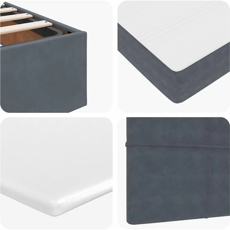 vidaXL Ottoman-Bett mit Matratzen & LEDs Dunkelgrau 100x200 cm Samt 3314301 – Bild 11