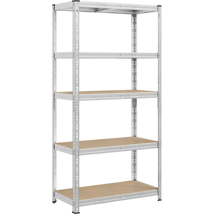 SONGMICS Schwerlastregal, Kellerregal, 50 x 100 x 200 cm, bis 875 kg belastbar, einfache Montage, Lagerregal, verstellbare Ablagen, Lagerregal, silbern – Bild 1