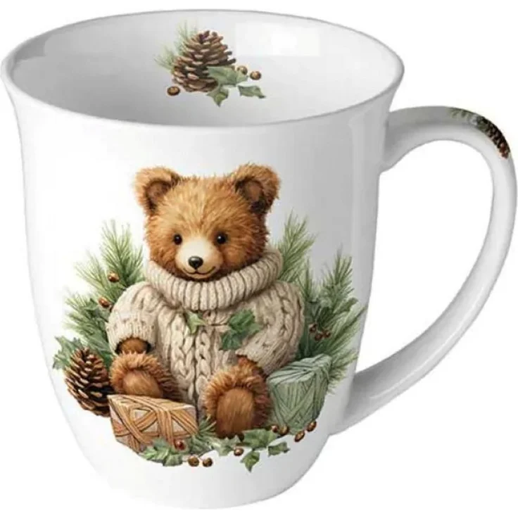 Ambiente Luxury Paper Products Becher Wald, Blumen, Pflanzen,Tieren -Winter, Herbst, Porzellan Tasse, 1-tlg, Porzellan Tasse Bär - Bärenmotiv und sorgt für eine gemütliche winterliche Stimmung. Ideal für Kaffee, Tee, Kakao oder andere Heißgetränke und ...